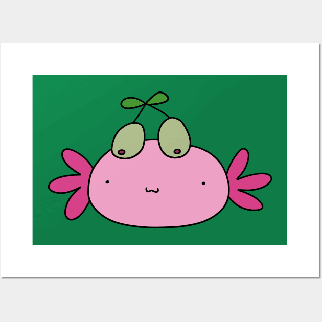 Olive Axolotl Face Wall Art by saradaboru